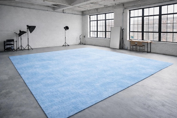 Ice Blue Modern Hand Tufted 12x15 Area Rug, Minimal Solid Color Rug, Soft Plush Contemporary Carpet, Large Living Room Bedroom Studio Rug