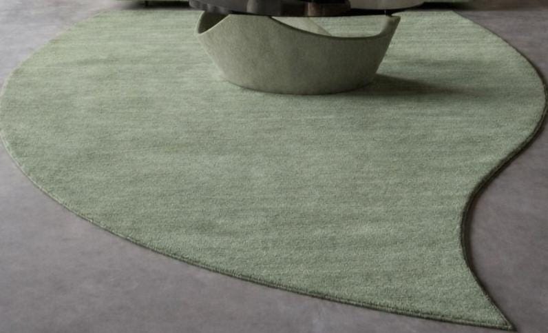 Organic Shaped Sage Green Hand Tufted Area Rug – Modern Irregular Round ...