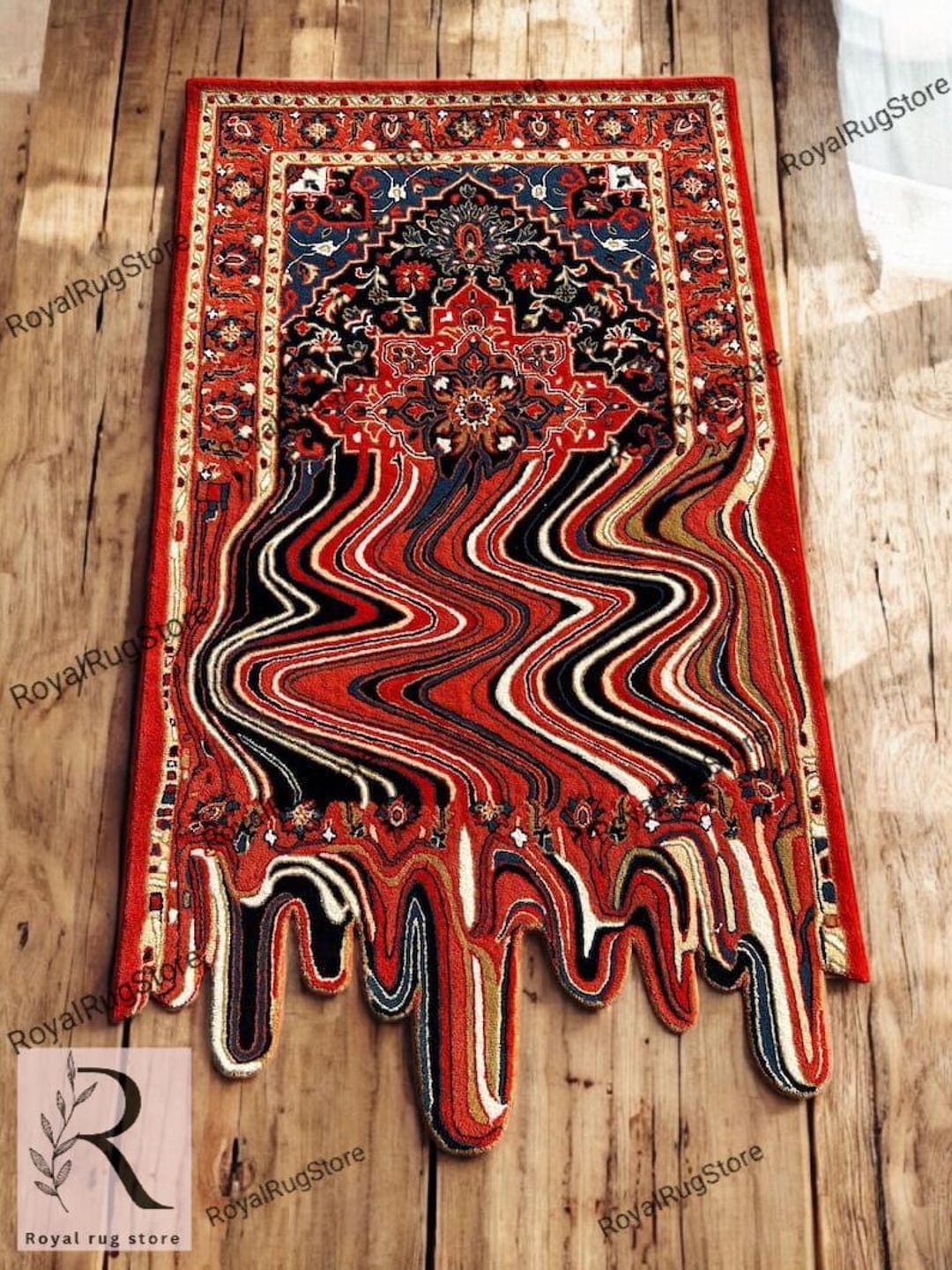Melting Heritage Abstract Persian Style Rug Red & Black Artistic ...