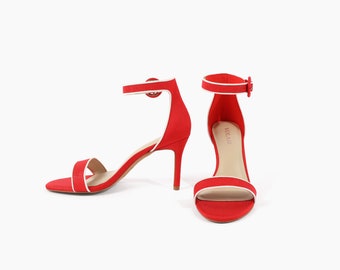 Sustainable red heels - sporty straps