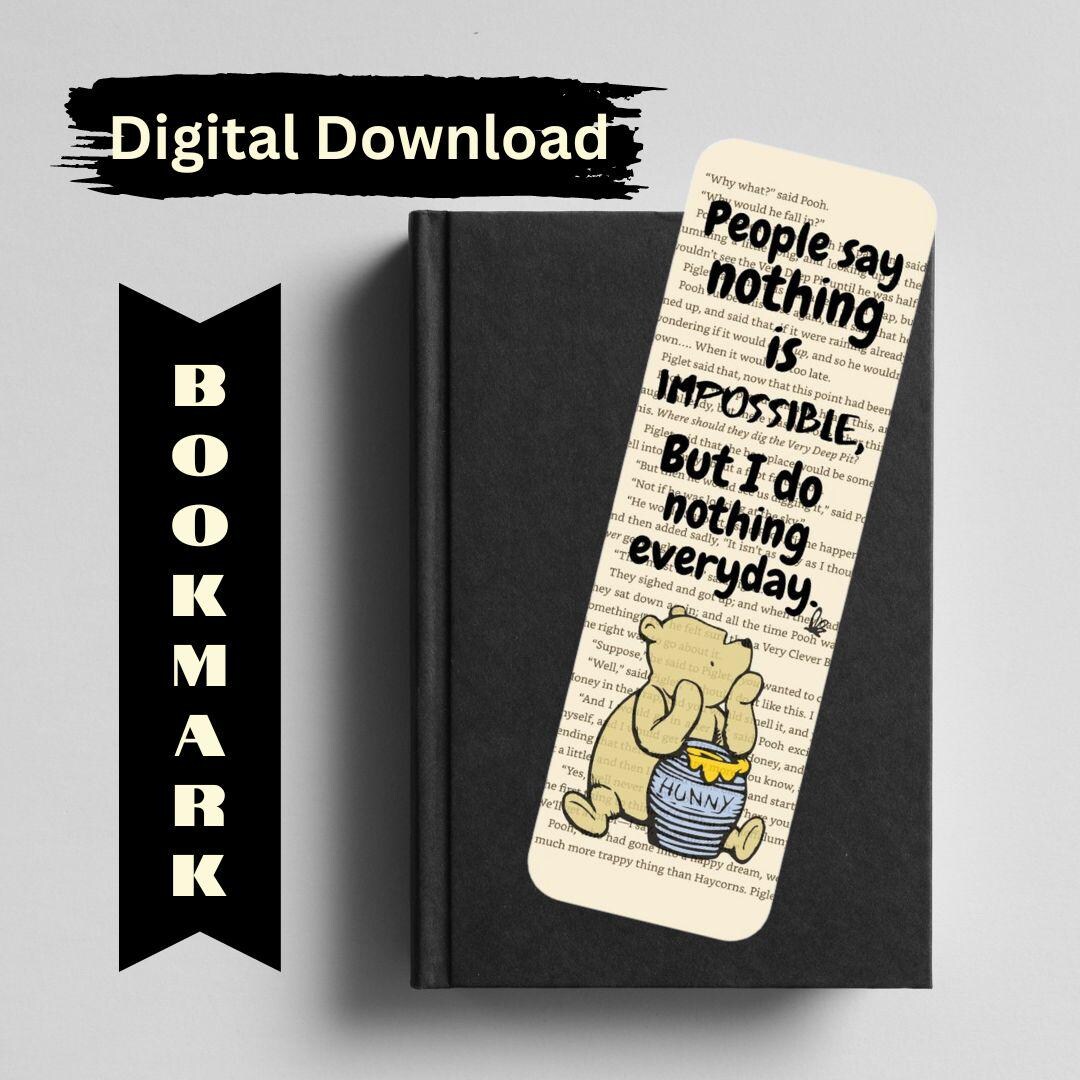 Winnie the Pooh Book Page Bookmark Printable, Downloadable Bookmarks ...