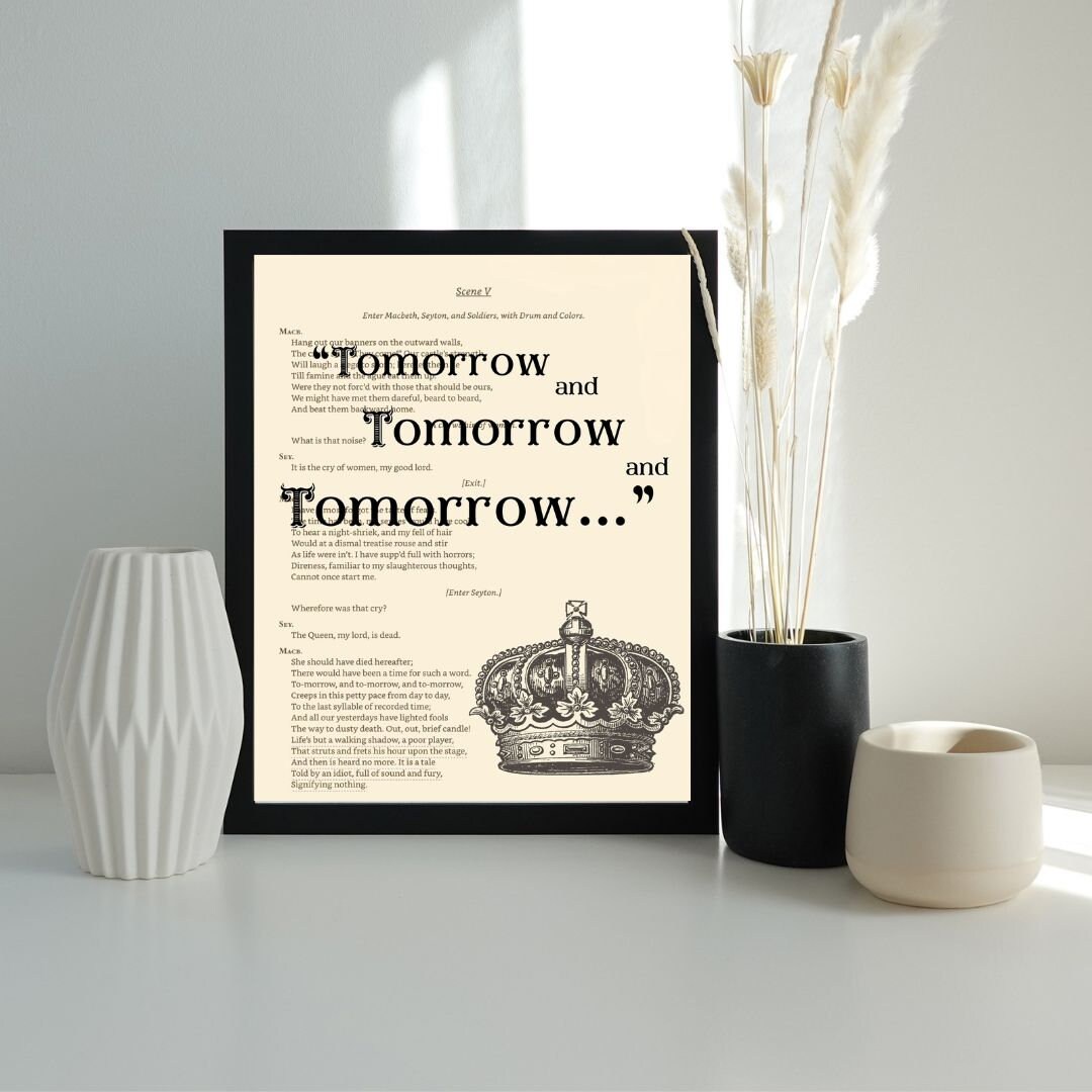Shakespeare Quote Art Print, Macbeth Quote Art Print, Bookish Decor