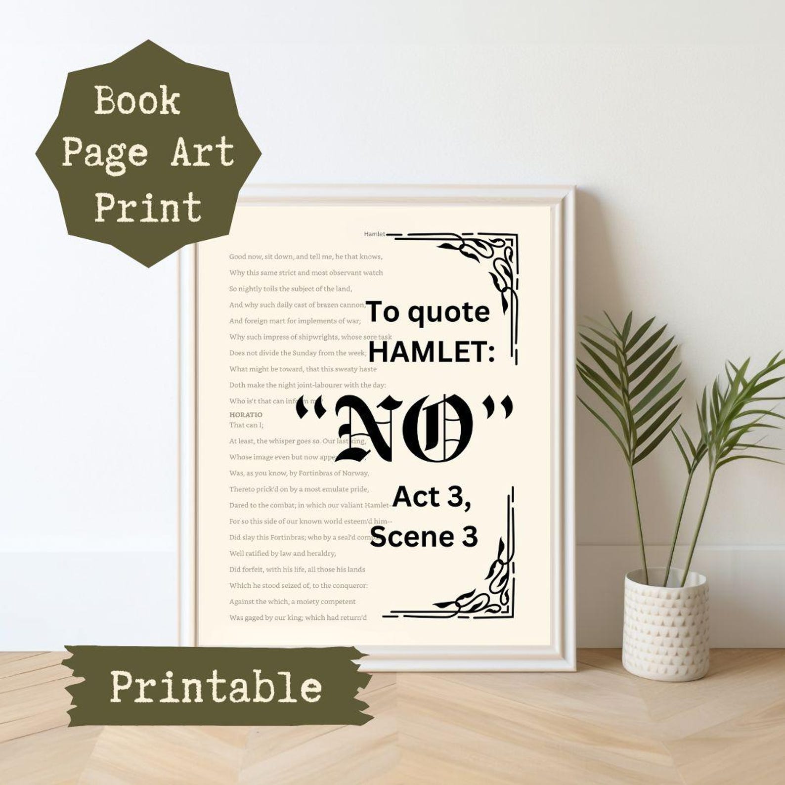 Shakespeare Book Page Printable Art Print, Bookish Decor, Book Wall Art ...