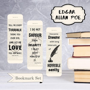 Edgar Allan Poe Book Page Bookmark Set, Edgar Allan Poe Quotes, Bookish Bookmarks, Unique Bookmarks, Book Page Bookmark, Book Accessories