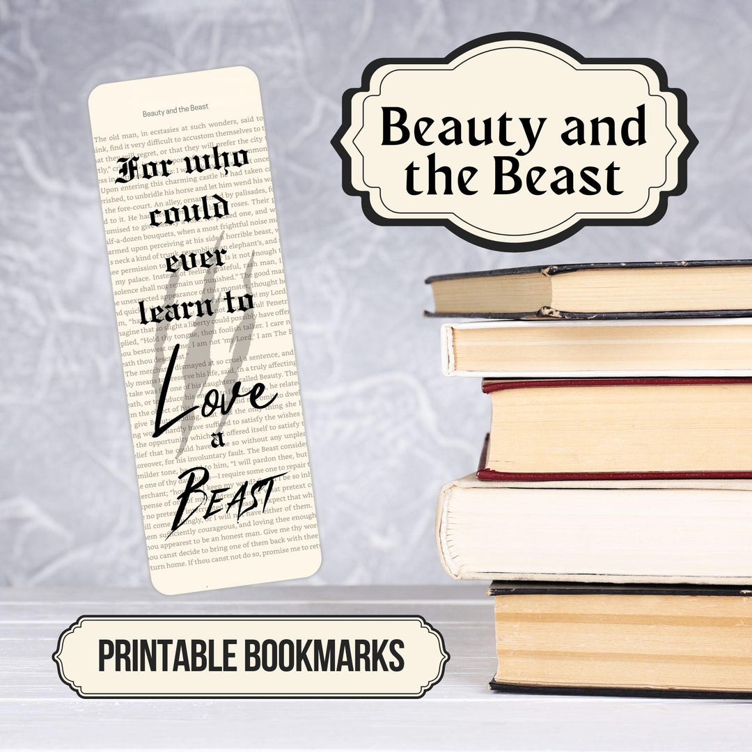 Beauty and the Beast Book Page Bookmark Printable, Downloadable ...