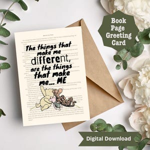 Winnie the Pooh Greeting Card Printable, Winnie the Pooh Gift, Bookish Greeting Card, Book Lover Greeting Card, Reader Greeting Card