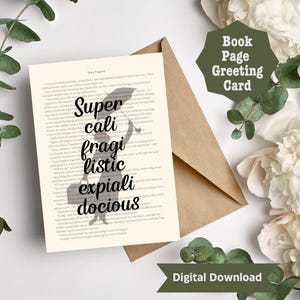 Afdrukbare Mary Poppins-wenskaart, Mary Poppins-cadeau, leesgrage wenskaart, wenskaart boekenliefhebber, wenskaart lezer, leesgrage