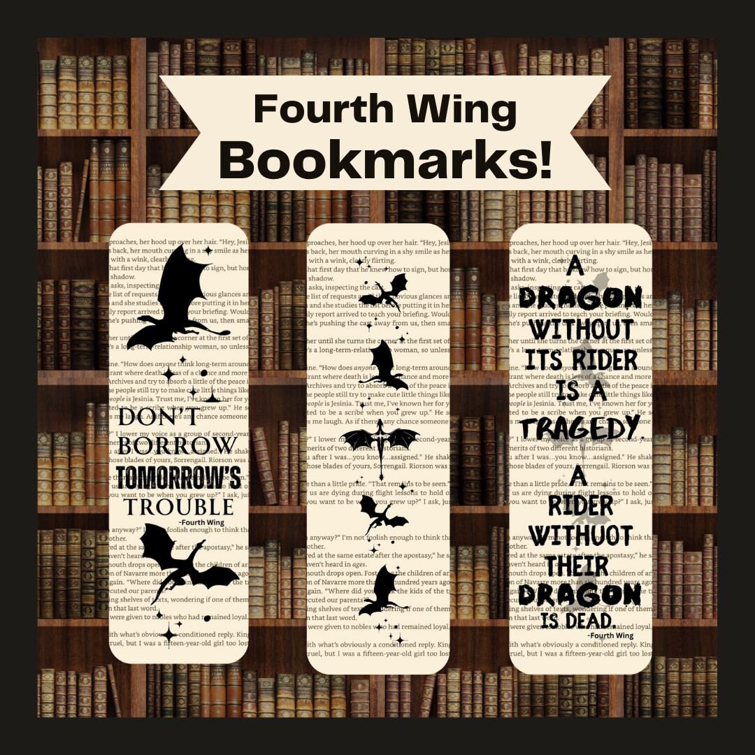Fourth Wing Inspired Bookmarks, Dragon Bookmarks, Book Page Bookmarks ...