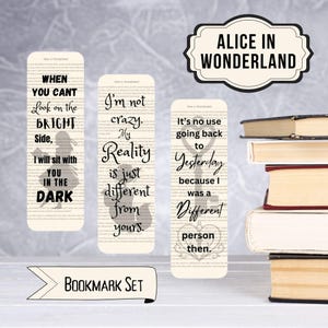 Alice in Wonderland Book Page Bookmark Set, Alice in Wonderland Bookmark, Book Accessories, Bookish Gifts, Bookish Accessories, Reader Gifts