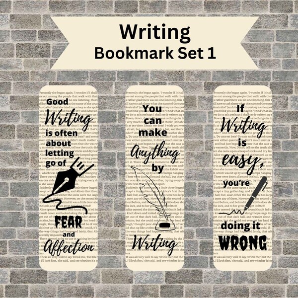 Writer Quote Book Page Bookmark Set, Writer Quotes, Writer Bookmarks, Writer Gifts, Bookish Bookmarks, Book Accessories, Bookish Gifts