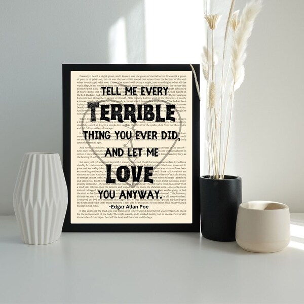 Edgar Allan Poe, Edgar Allan Poe Quotes, Edgar Allan Poe Art Print, Love Quote Prints, Valentine's Day Art Print, Book Page Art Print, Poe