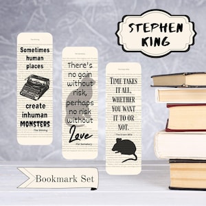 Stephen King Book Page Bookmarks, Stephen King Quotes, Bookish Bookmark, Horror Movie Quote Bookmark, Horror Book Quotes, Book Accessories