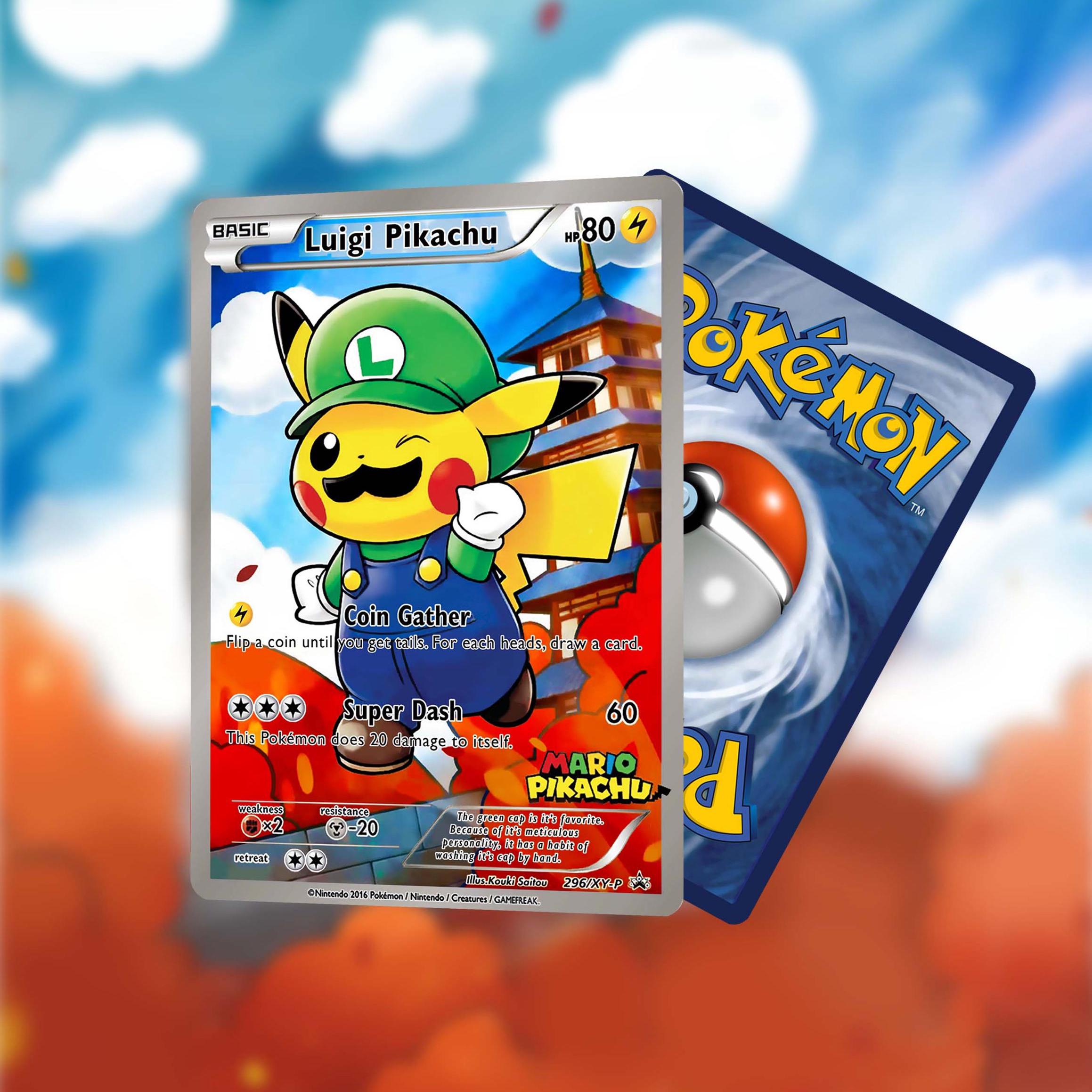 Custom-made Luigi Pikachu Card - Etsy