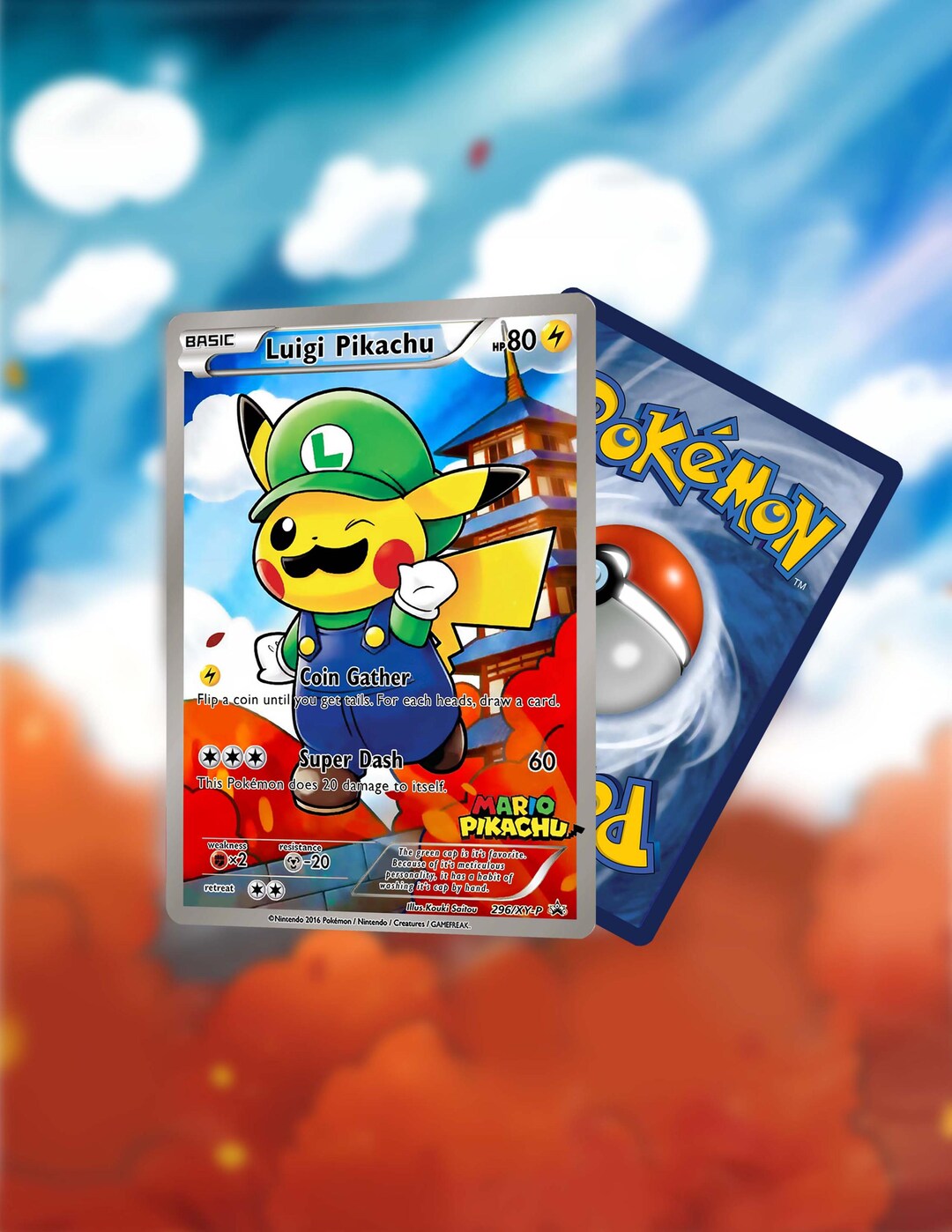 Custom-made Luigi Pikachu Card - Etsy Custom-made Luigi Pikachu Card - Etsy