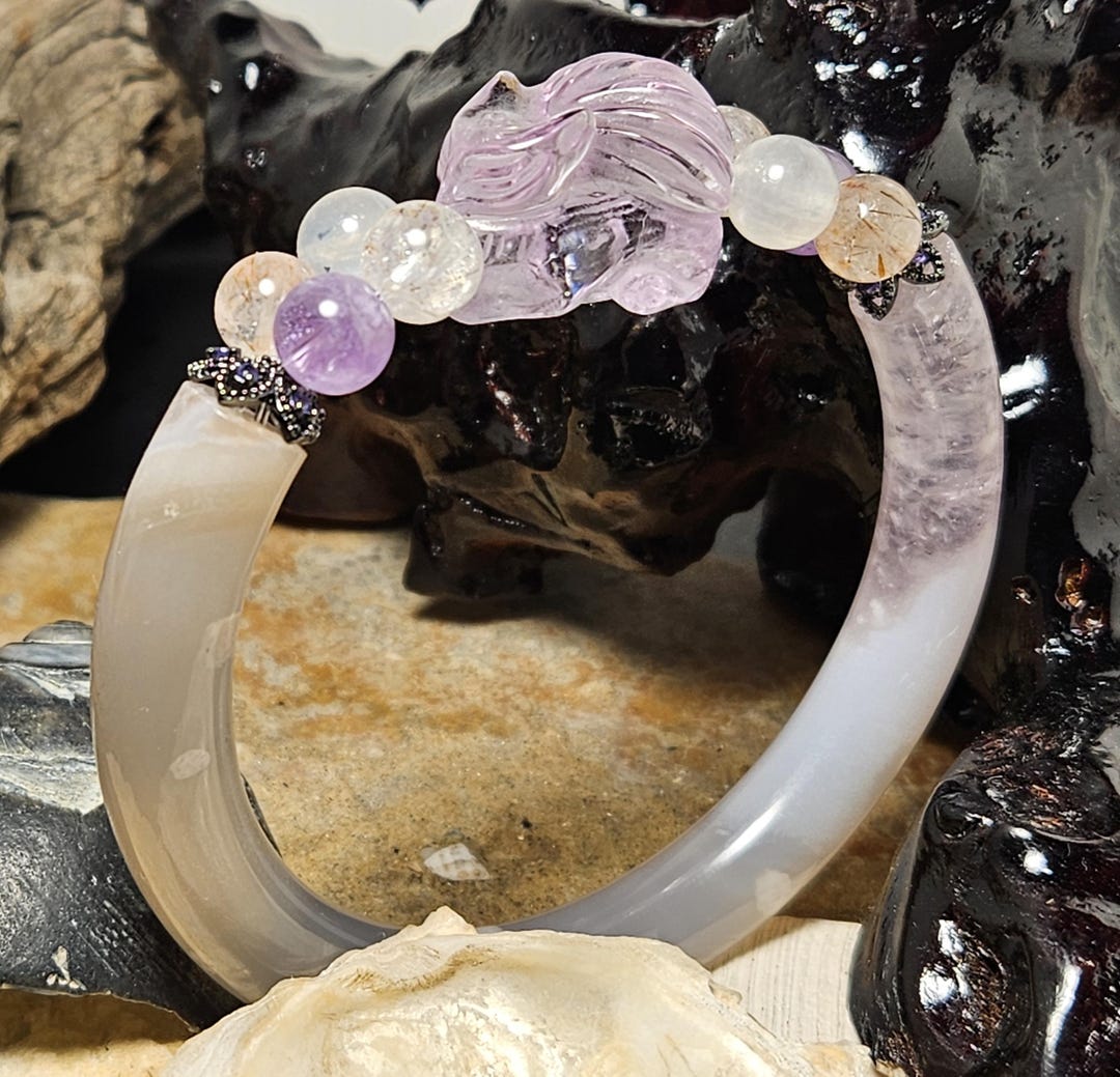 One-of-a-kind: the Ethereal Nine-tailed Fox Amethyst & Flower Agate ...