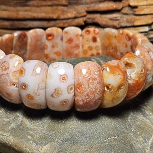 Natural Druzy Fossil Coral Jade Stretch Bangle Bracelet