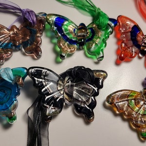 Gorgeous Butterfly Shimmer Handmade Murano Lampwork Glass Pendant