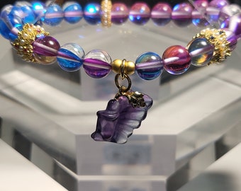 Blue & Purple Mystic Aura Quartz Fairy Bracelet