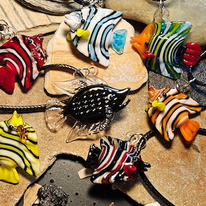 Handmade Murano Lampwork Glass Fish Necklace