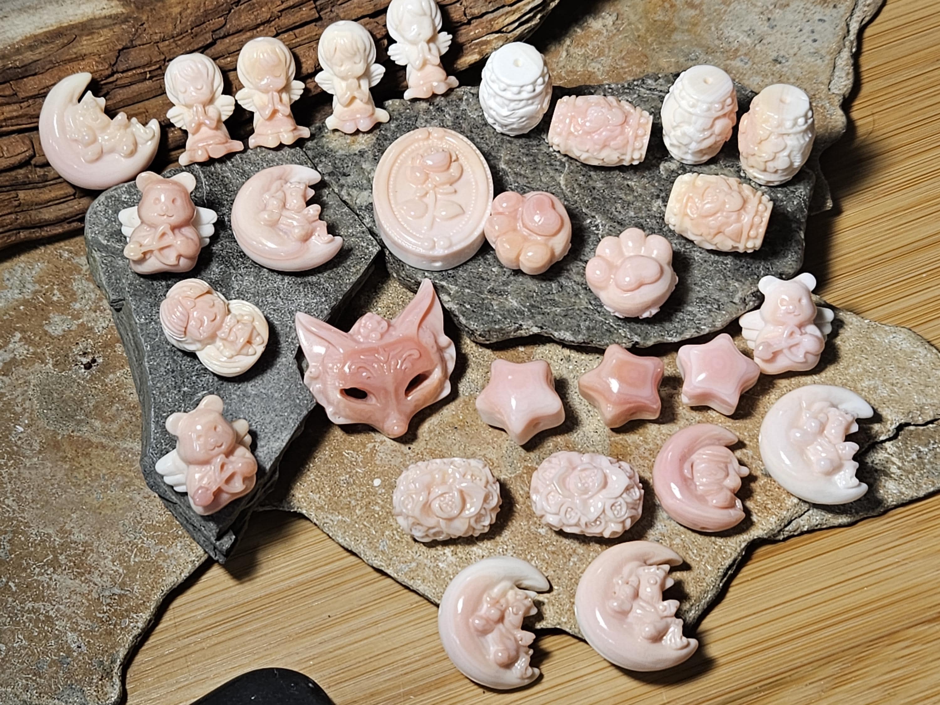 Natural Carved Queen Conch Shell Beads - Etsy