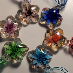 Colorful Flower Handmade Murano Lampwork Glass Pendant