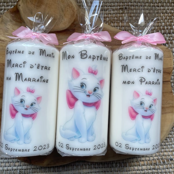 Baptism birth candle personalized communion Cat Marie Aristocat disney