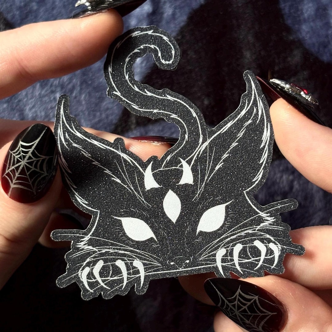 Demon Kitty Vinyl Sticker | Spooky Gothic Cat Laptop Decal - Etsy