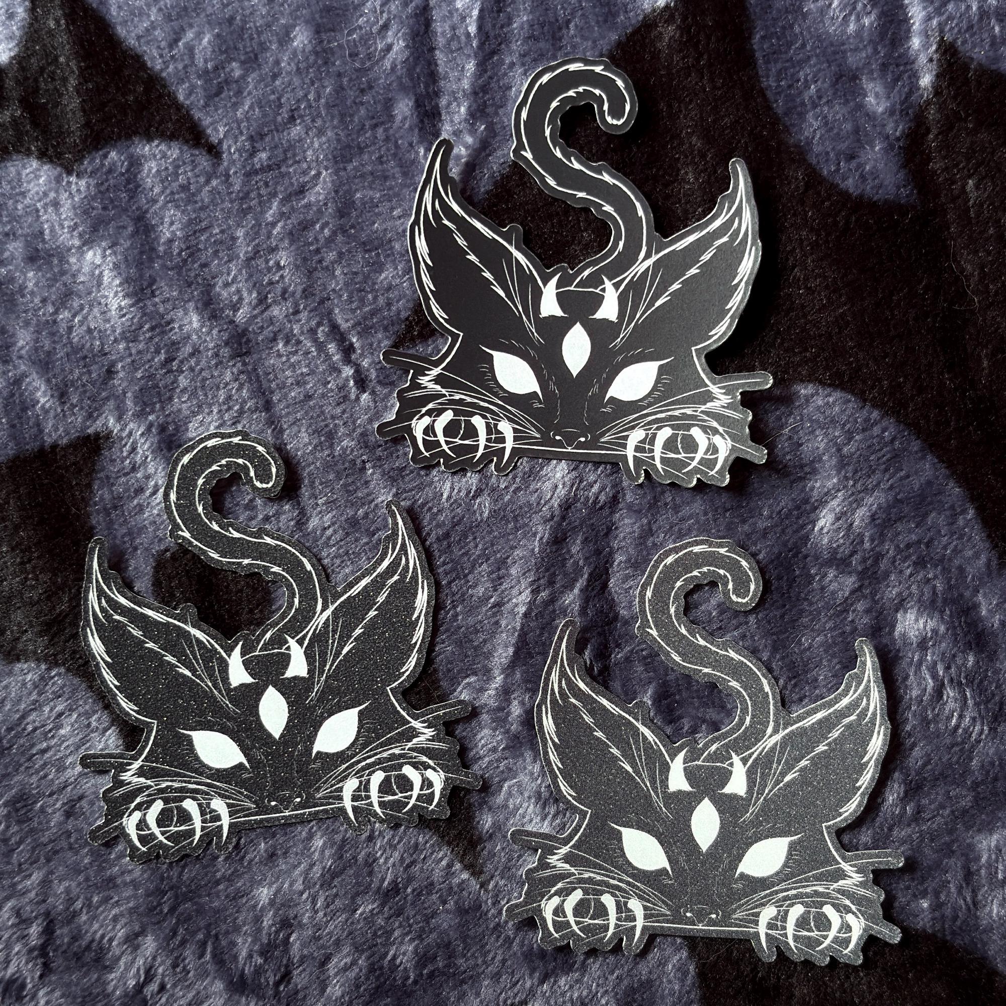 Demon Kitty Vinyl Sticker | Spooky Gothic Cat Laptop Decal - Etsy