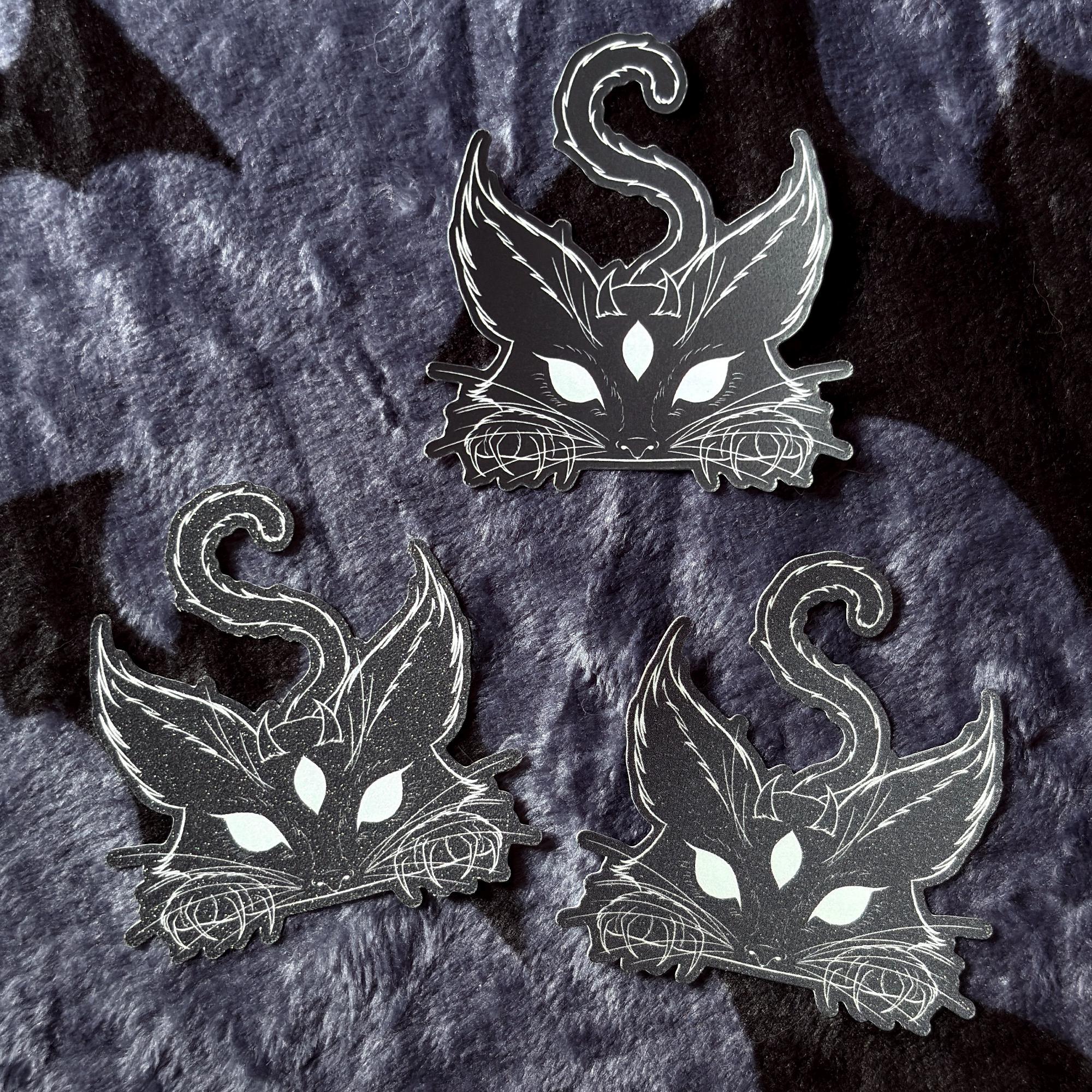 Demon Kitty Vinyl Sticker | Spooky Gothic Cat Laptop Decal - Etsy