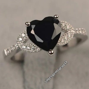 black onyx heart ring 925 stealing ring VELEANTINE RING girls & women ring solid silver ring solitaire ring wedding big sale