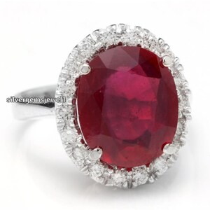 lab red ruby ring 925 Sterling silver ring girls & women ring Engagement Ring Vintage Cluster Ring Anniversary Ring Women July Birthstone