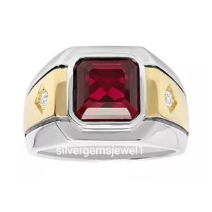 Ruby Ring, Men's Ring, 925 Silver Ring, Two Tone Ring, Bohemian Ring, Wedding Ring, Ruby Men's ring, Handmade Ring, Boho Gift For Him
