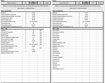 Gym Training 8 Week Program Template