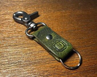 Leather Key Clip - Badalassi Waxy Pull-up Leather in Olive Green