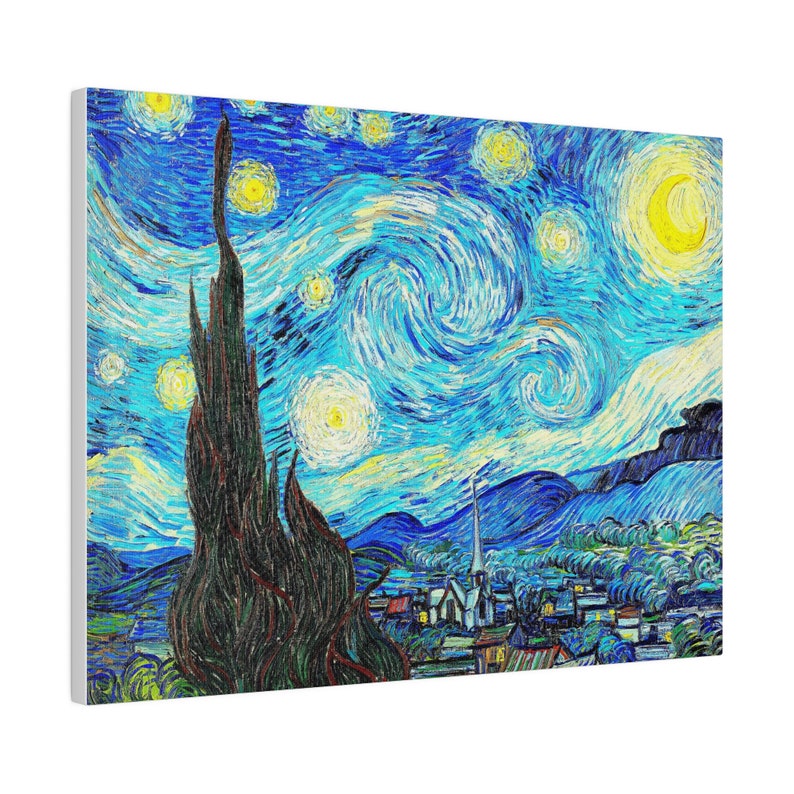 Sternennacht von Vincent Van Gogh Leinwand Kunstwerk Handgefertigte Reproduktion Atemberaubende Dekoration Bild 10