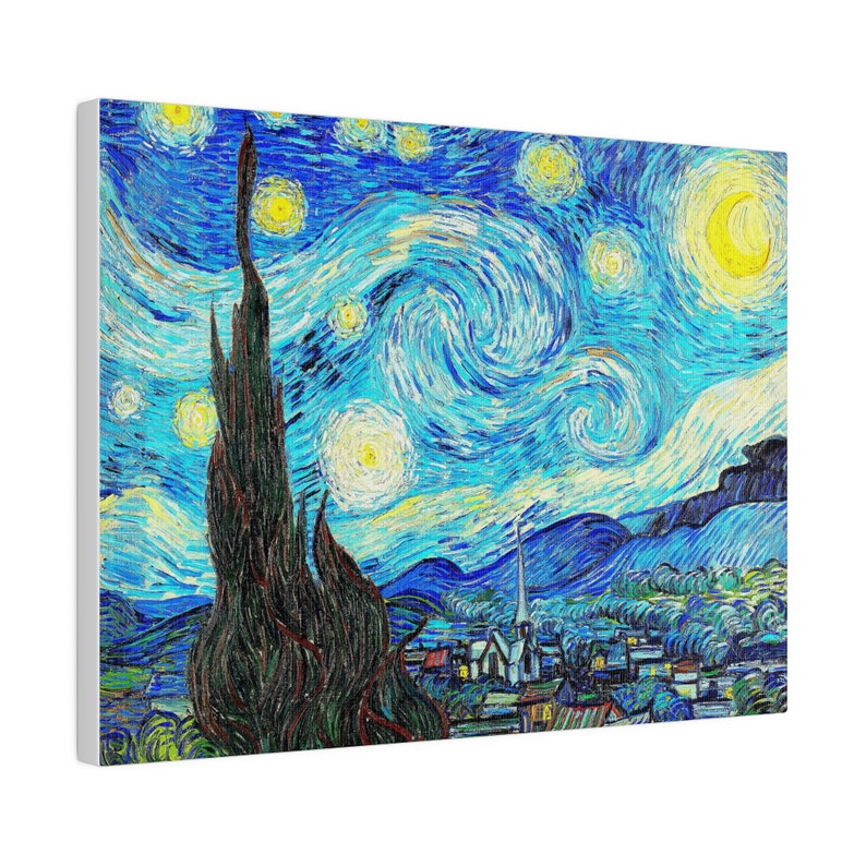 Sternennacht von Vincent Van Gogh Leinwand Kunstwerk Handgefertigte Reproduktion Atemberaubende Dekoration Bild 5