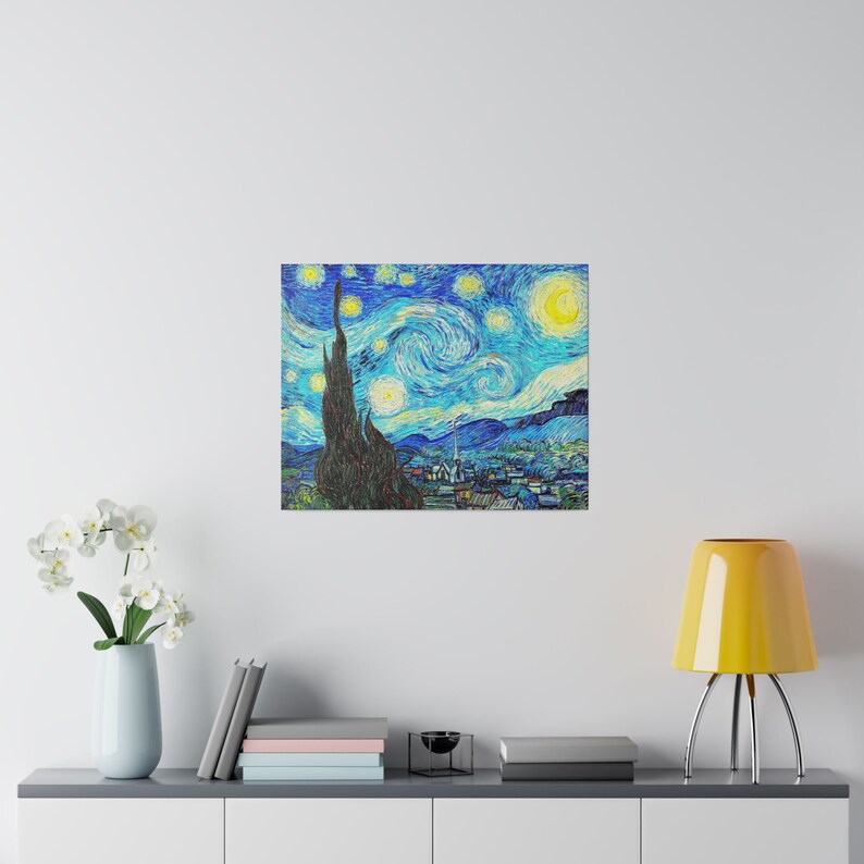 Sternennacht von Vincent Van Gogh Leinwand Kunstwerk Handgefertigte Reproduktion Atemberaubende Dekoration Bild 4