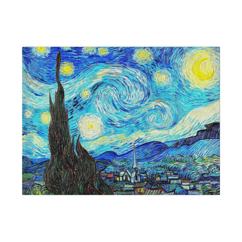 Sternennacht von Vincent Van Gogh Leinwand Kunstwerk Handgefertigte Reproduktion Atemberaubende Dekoration Bild 6
