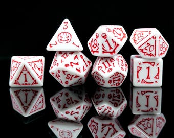 Personalized White & Red DND Dice Set | Order Dice and Get a Free Personalized Dice Bag | Halloween Dice | Dungeons and Dragons | dnd dice