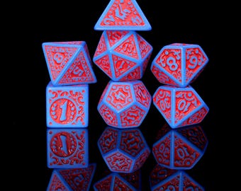 Personalized Blue & Red DND Dice Set | Order Dice and Get a Free Personalized Dice Bag | Dungeons and Dragons | dnd dice