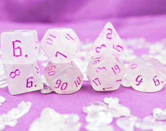 Personalized Magenta Resin Dice Set | Order Dice and Get a Free Personalized Dice Bag | Dungeons and Dragons | dnd dice