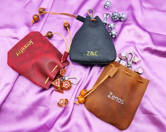 Borsa porta dadi personalizzata / vera pelle / custodia in pelle / borsa portaoggetti / porta dadi