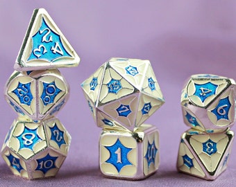 Metal solids Dice Set | Mediterranean Style | Dungeons and Dragons | MTG Tabletop Game Dice | dnd dice | d&d dice