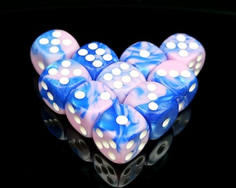 Handmade 16mm D6 Pip Dice, Multi Color 6 Sided Dice for Board Games, Wargaming, DnD, Order 10 Dices and Get a Free Personalized Dice Bag
