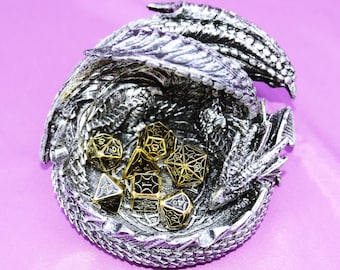 Personalized Metal solids Dice Set | black gold | Order Dice and Get a Free Personalized Dice Bag | Dungeons and Dragons | d&d dice