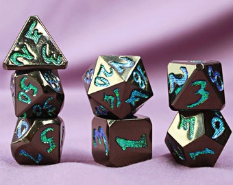 Metal solids Dice Set | Dragon scales | Dungeons and Dragons | MTG Tabletop Game Dice | dnd dice | d&d dice
