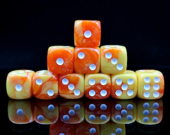 Handmade 16mm D6 Pip Dice, Multi Color 6 Sided Dice for Board Games, Wargaming, DnD, Order 10 Dices and Get a Free Personalized Dice Bag
