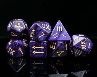 Handmade Roman numerals Acrylic Dice Set | Order Dice and Get a Free Personalized Dice Bag | Dungeons and Dragons | dnd dice