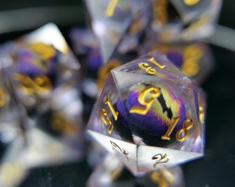Personalized Dragon's Eye Dice | Moving eyes DND Dice | Order Dice and Get a Free Personalized Dice Bag | Dungeons and Dragons