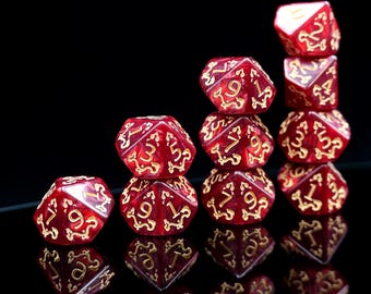 Personalized D10 Dice – Red, Ten-Sided Dice, Order 10 Dices and Get a Free Personalized Dice Bag